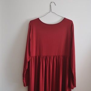 Red Maxi Dress Gathered Skirt